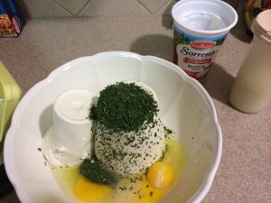 ricotta, parsley and eggs