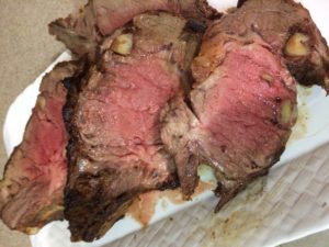 Sliced prime rib roast