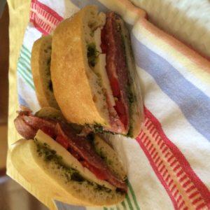 Italian sandwich on ciabatta bread