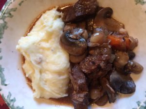 Beef Bourguignon dinner