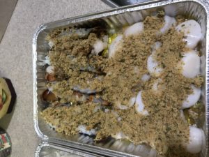 Scallops and Lobster Oreganata preparation